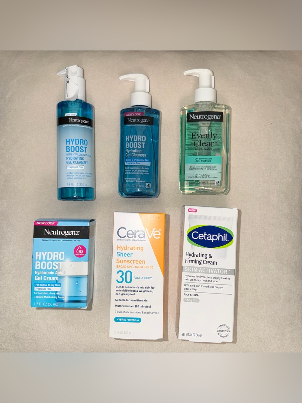 Bundle of NEW Neutrogena, CeraVe, and Cetaphil Skincare